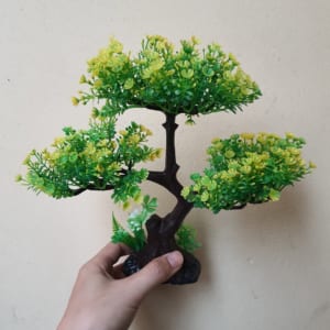 Cây nhựa trang trí bể cá: mẫu bonsai 3 tán