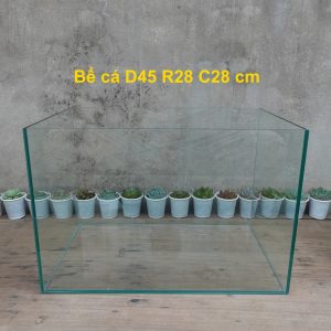 Bể cá cỡ 45x28x30 cm, dày 5mm, bể dán dấu keo, thành bể được mài vi tính rất an toàn