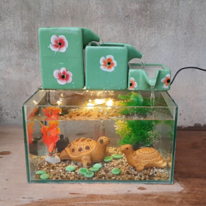 Thác nước phong thủy 3 tầng kết hợp bể cá mini