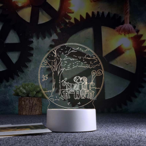 Đèn led 3D trang trí để bàn có sẵn ổ cắm: mẫu Cặp đôi ngồi ghế
