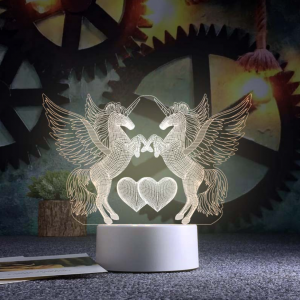 Đèn led 3D trang trí để bàn có sẵn ổ cắm: mẫu Song mã