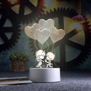 Đèn led 3D trang trí để bàn có sẵn ổ cắm: mẫu cặp đôi tỏ tình