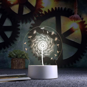 Đèn led 3D trang trí để bàn có sẵn ổ cắm: mẫu Hoa bồ công anh