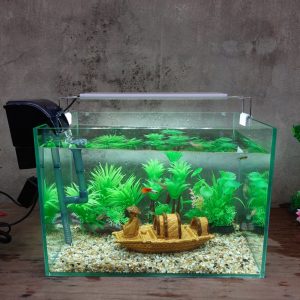 Set bể cá 35 cm với 7 món (bể 35cm, máy lọc, 2kg sỏi nền, cây nhựa (đế giả gỗ, cây dừa, 3 nhánh), phụ kiện sứ to, chưa có đèn led)